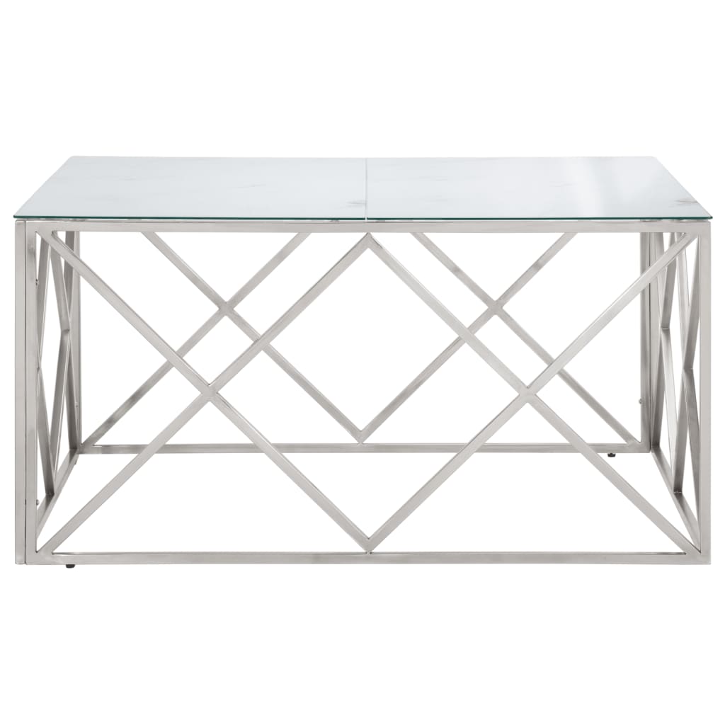 Salontafel Roestvrijstaal En Gehard Kleurig Zilver en wit Glas