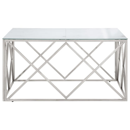 Salontafel Roestvrijstaal En Gehard Kleurig Zilver en wit Glas