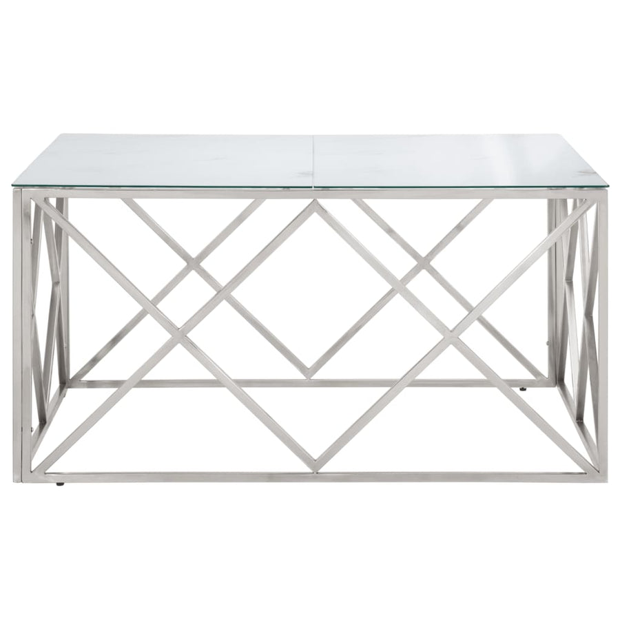Salontafel Roestvrijstaal En Gehard Kleurig Zilver en wit Glas