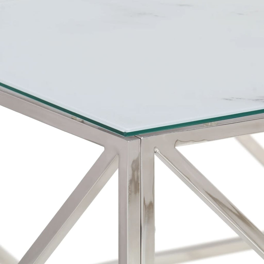 Salontafel Roestvrijstaal En Gehard Kleurig Zilver en wit Glas