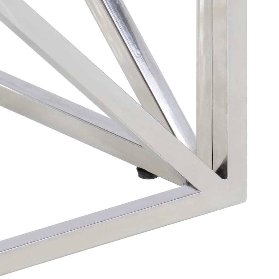 Salontafel Roestvrijstaal En Gehard Kleurig Zilver en wit Glas
