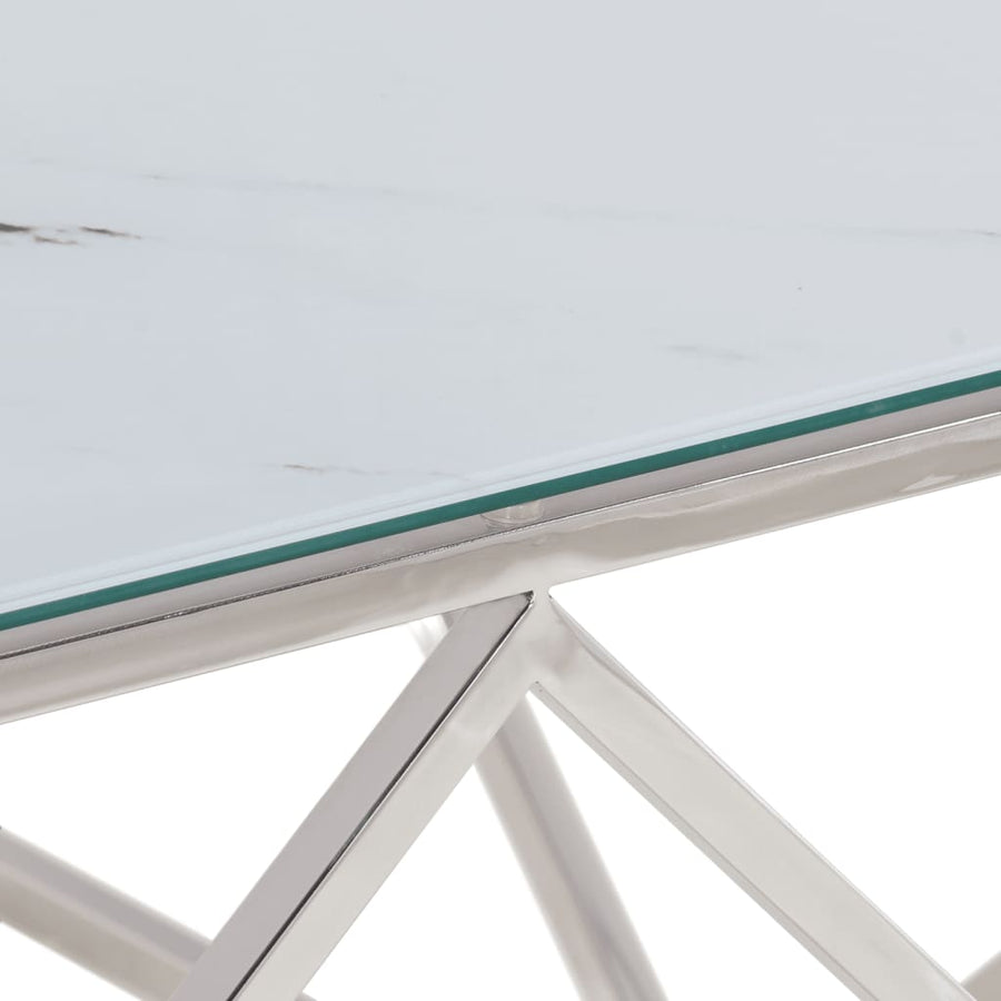 Salontafel Roestvrijstaal En Gehard Kleurig Zilver en wit Glas