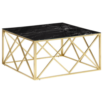 Salontafel Roestvrijstaal En Gehard Kleurig Goud en zwart Glas