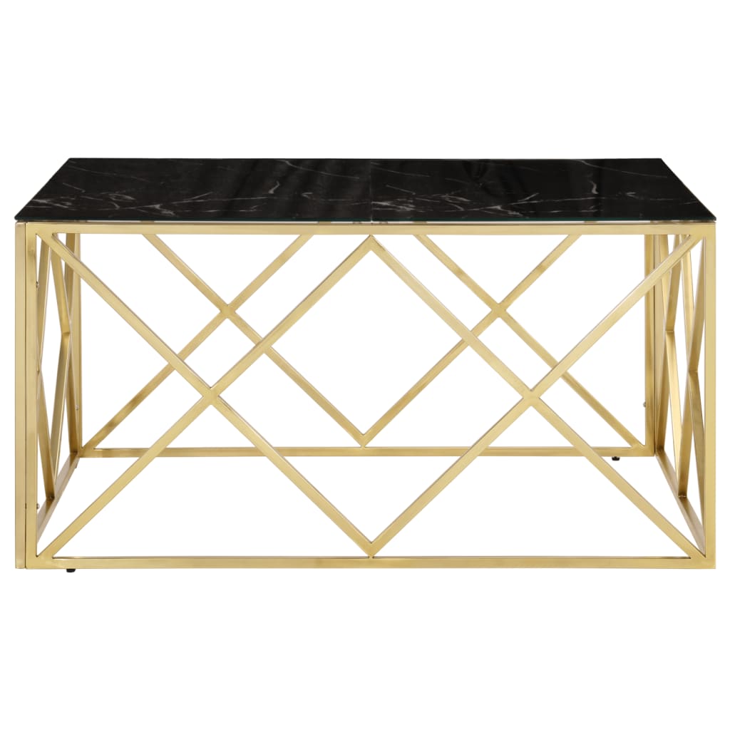 Salontafel Roestvrijstaal En Gehard Kleurig Goud en zwart Glas