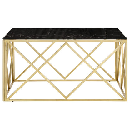 Salontafel Roestvrijstaal En Gehard Kleurig Goud en zwart Glas