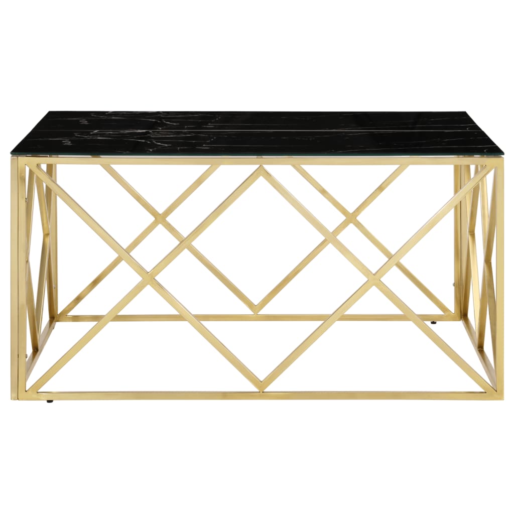 Salontafel Roestvrijstaal En Gehard Kleurig Goud en zwart Glas