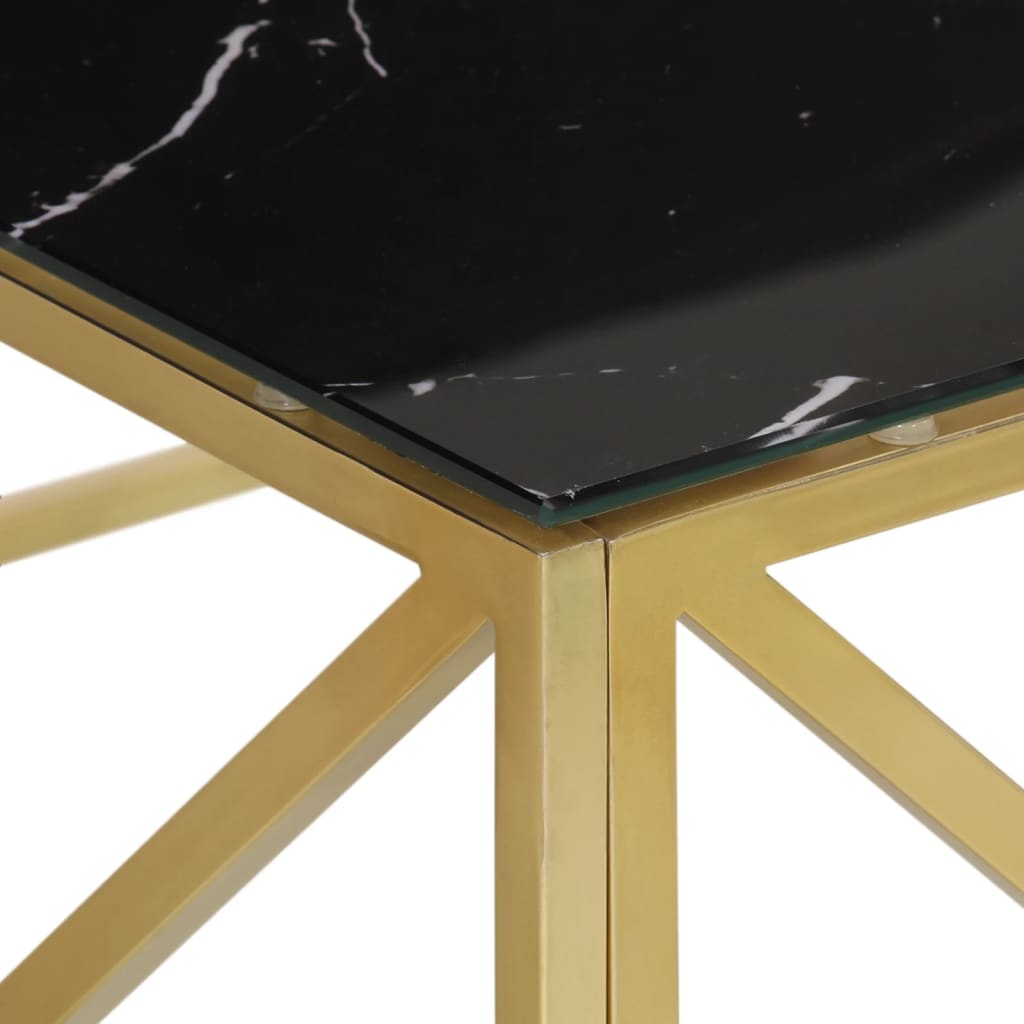Salontafel Roestvrijstaal En Gehard Kleurig Goud en zwart Glas