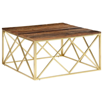 Salontafel Roestvrij Staal En Massief Biels Kleurig Goud Hout