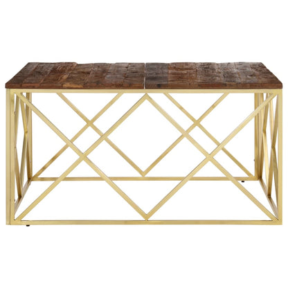 Salontafel Roestvrij Staal En Massief Biels Kleurig Goud Hout