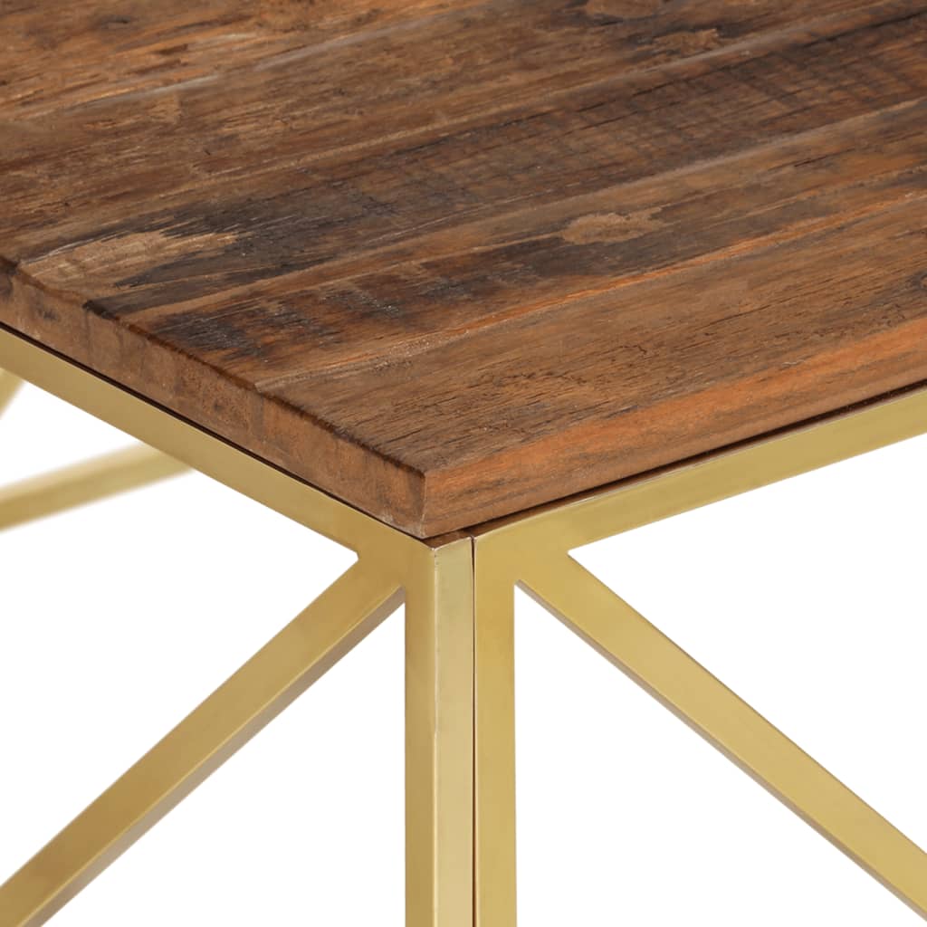 Salontafel Roestvrij Staal En Massief Biels Kleurig Goud Hout