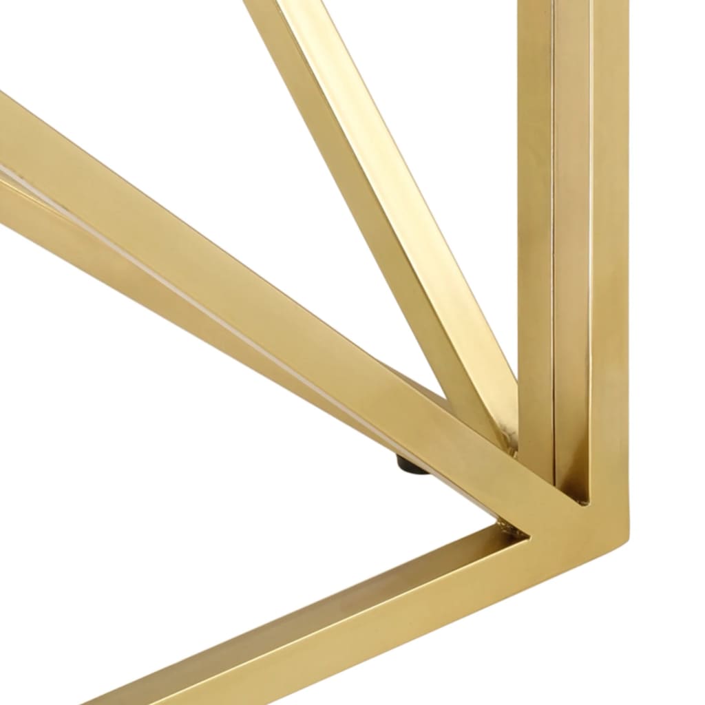 Salontafel Roestvrij Staal En Massief Biels Kleurig Goud Hout