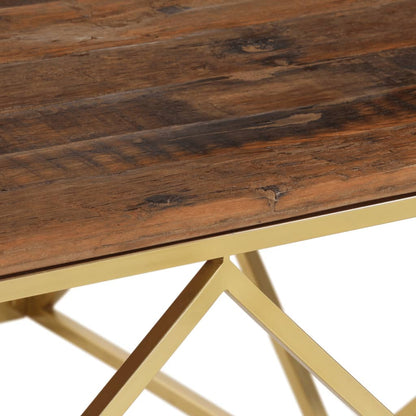 Salontafel Roestvrij Staal En Massief Biels Kleurig Goud Hout