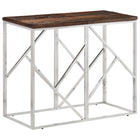 Wandtafel 90x40x70 cm roestvrij staal massief bielshout