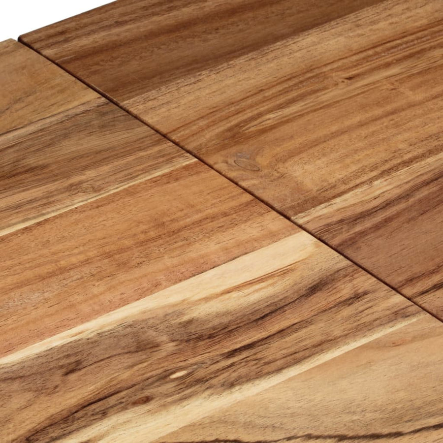 Wandtafel Roestvrij Staal En Massief Acacia Zilverkleurig en lichtbruin