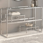 Wandtafel 110x35x70 cm roestvrijstaal gehard glas zilver