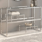 Wandtafel 110x35x70 cm roestvrijstaal gehard glas zilver