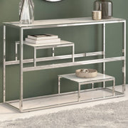 Wandtafel 110x35x70 cm roestvrijstaal glas wit