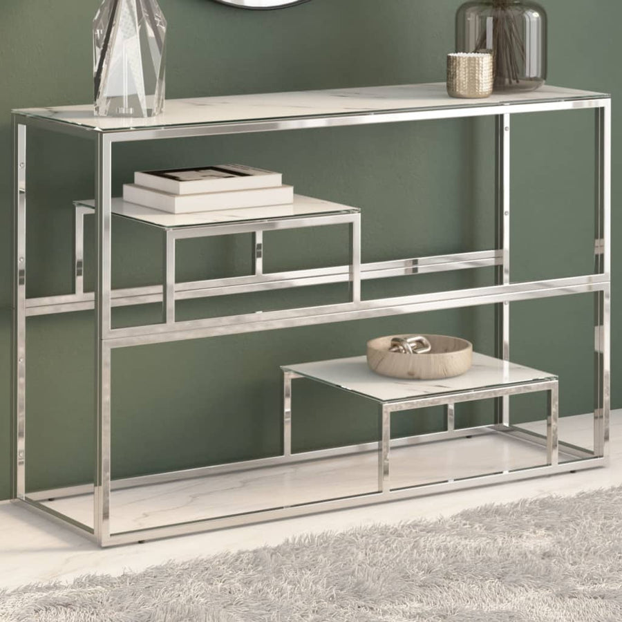 Wandtafel Roestvrijstaal En Gehard Kleurig Zilver en wit Glas