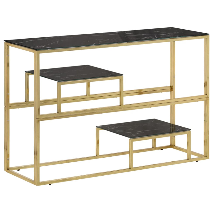 Wandtafel Roestvrijstaal En Gehard Kleurig Goud en zwart Glas
