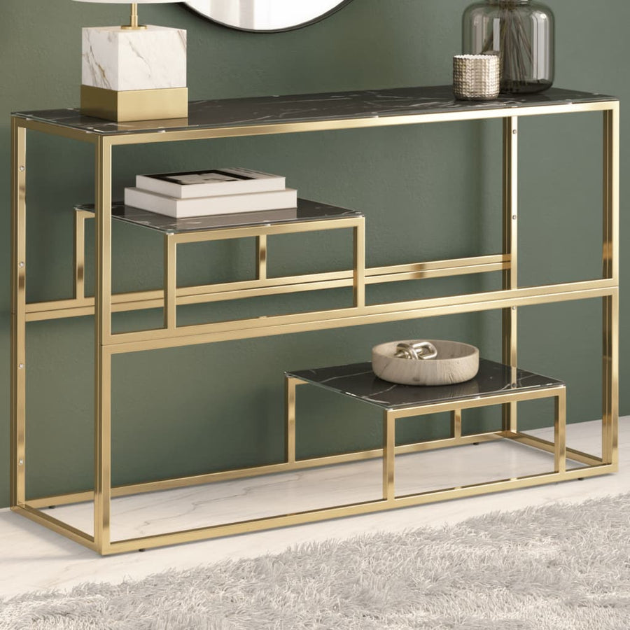 Wandtafel Roestvrijstaal En Gehard Kleurig Goud en zwart Glas