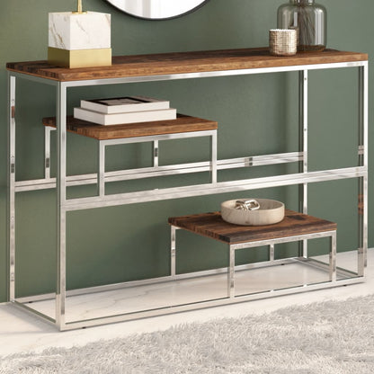 Wandtafel Roestvrij Staal En Kleurig Zilver Massief bielshout
