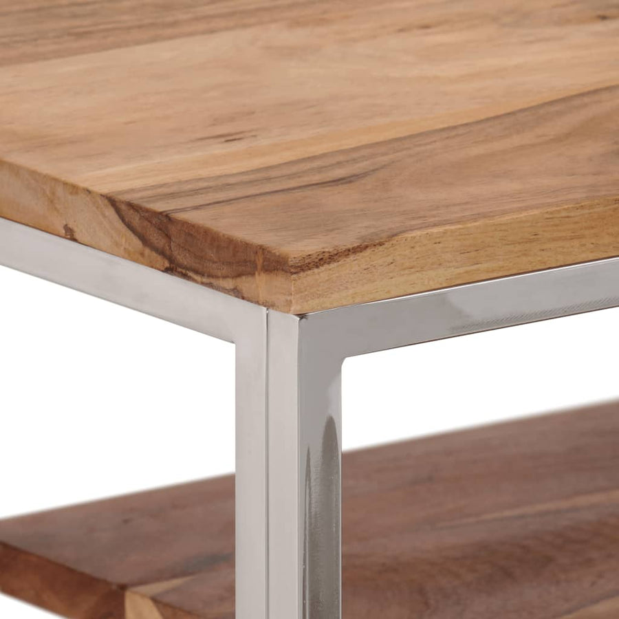 Wandtafel Roestvrij Staal En Kleurig Zilver Massief acaciahout