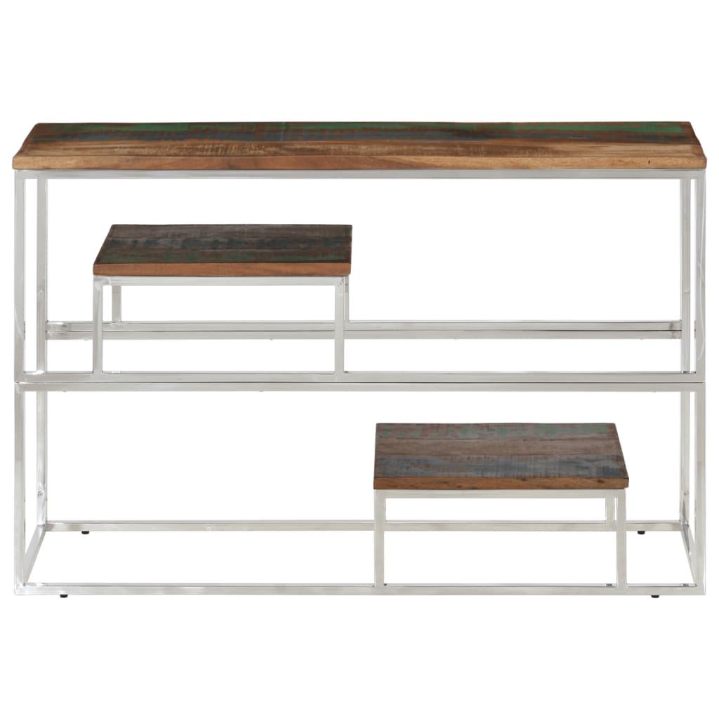 Wandtafel Roestvrij Staal En Zilver massief gerecycled hout