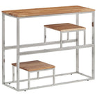 Wandtafel 90x30x70 cm massief acaciahout roestvrij staal zilver