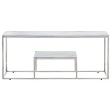 Salontafel roestvrijstaal en gehard glas zilverkleurig