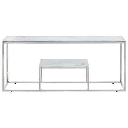 Salontafel roestvrijstaal en gehard glas zilverkleurig
