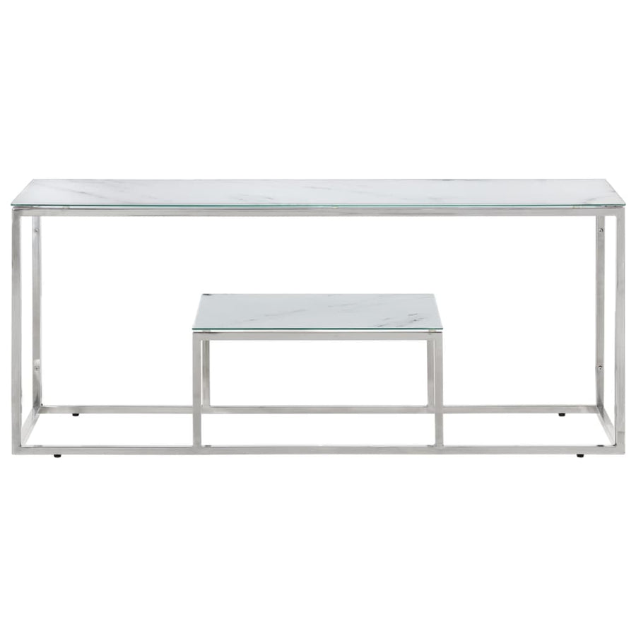 Salontafel roestvrijstaal en gehard glas zilverkleurig