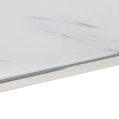 Salontafel roestvrijstaal en gehard glas zilverkleurig