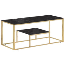 Salontafel roestvrijstaal en gehard glas goudkleurig