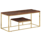 Salontafel massief hout roestvrij staal 110x45x45 cm