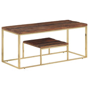 Salontafel massief hout roestvrij staal 110x45x45 cm