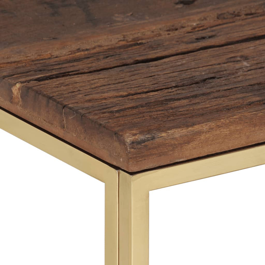 Salontafel roestvrij staal en massief hout goudkleurig