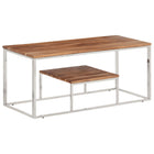 Salontafel 110x45x45 cm massief acaciahout roestvrij staal