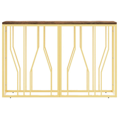 Wandtafel Roestvrij Staal En Massief Gerecycled Hout Goudkleur