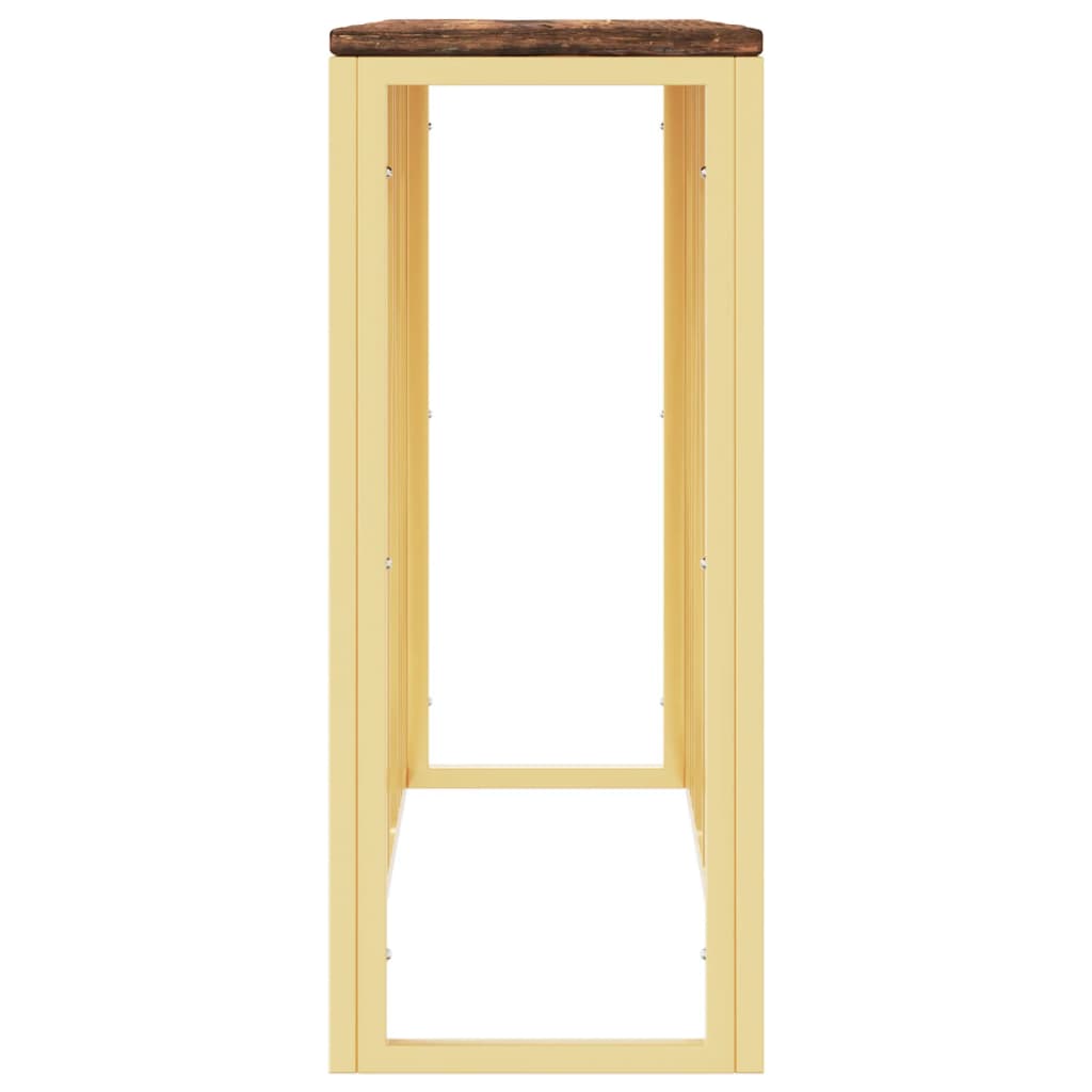 Wandtafel Roestvrij Staal En Massief Gerecycled Hout Goudkleur
