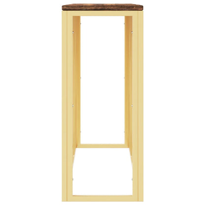 Wandtafel Roestvrij Staal En Massief Gerecycled Hout Goudkleur