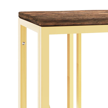 Wandtafel Roestvrij Staal En Massief Gerecycled Hout Goudkleur