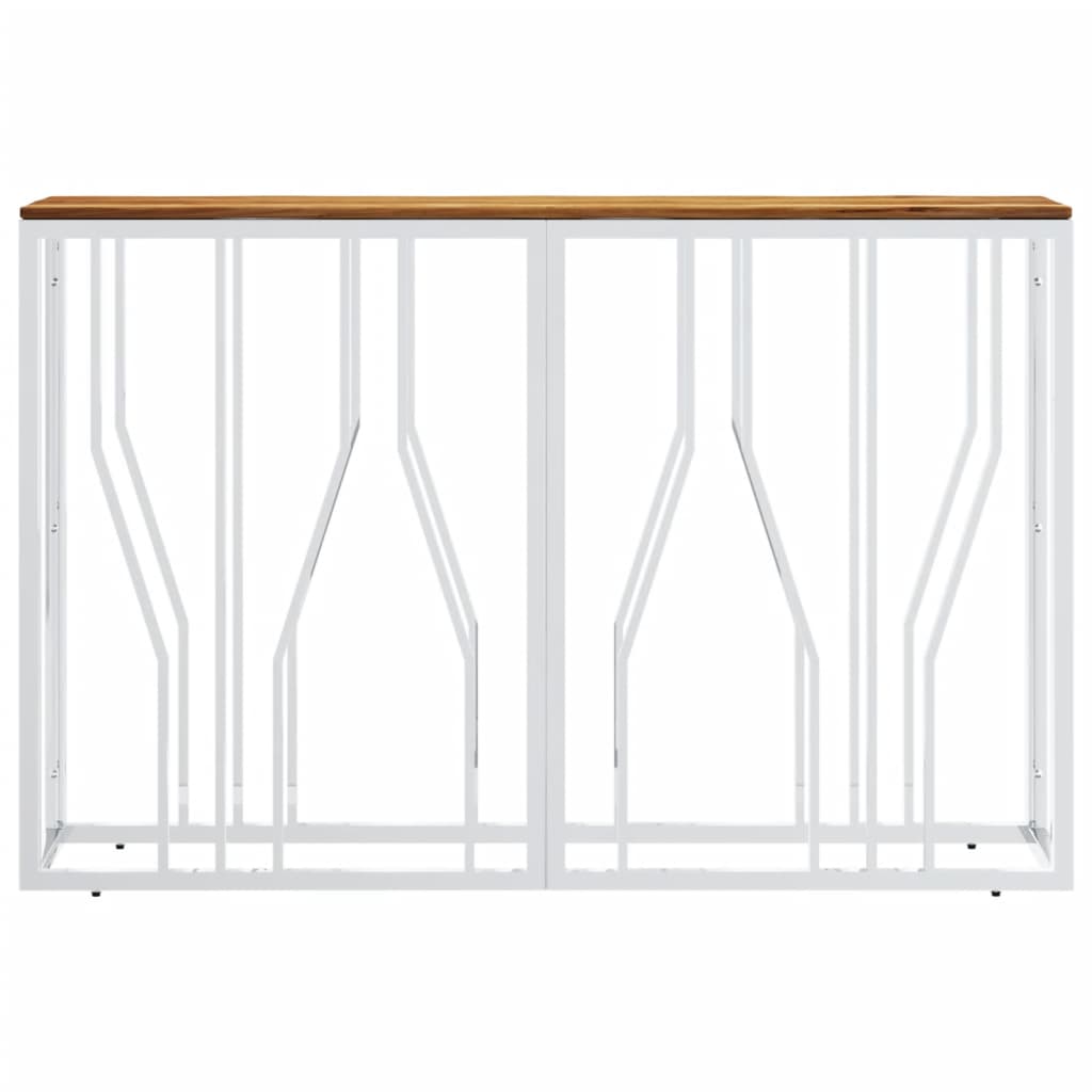 Wandtafel Roestvrij Staal En Massief Acacia Zilverkleurig en lichtbruin Hout