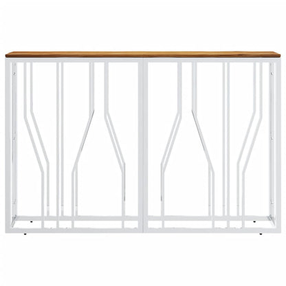Wandtafel Roestvrij Staal En Massief Acacia Zilverkleurig en lichtbruin Hout