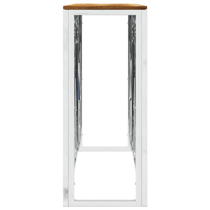 Wandtafel Roestvrij Staal En Massief Acacia Zilverkleurig en lichtbruin Hout