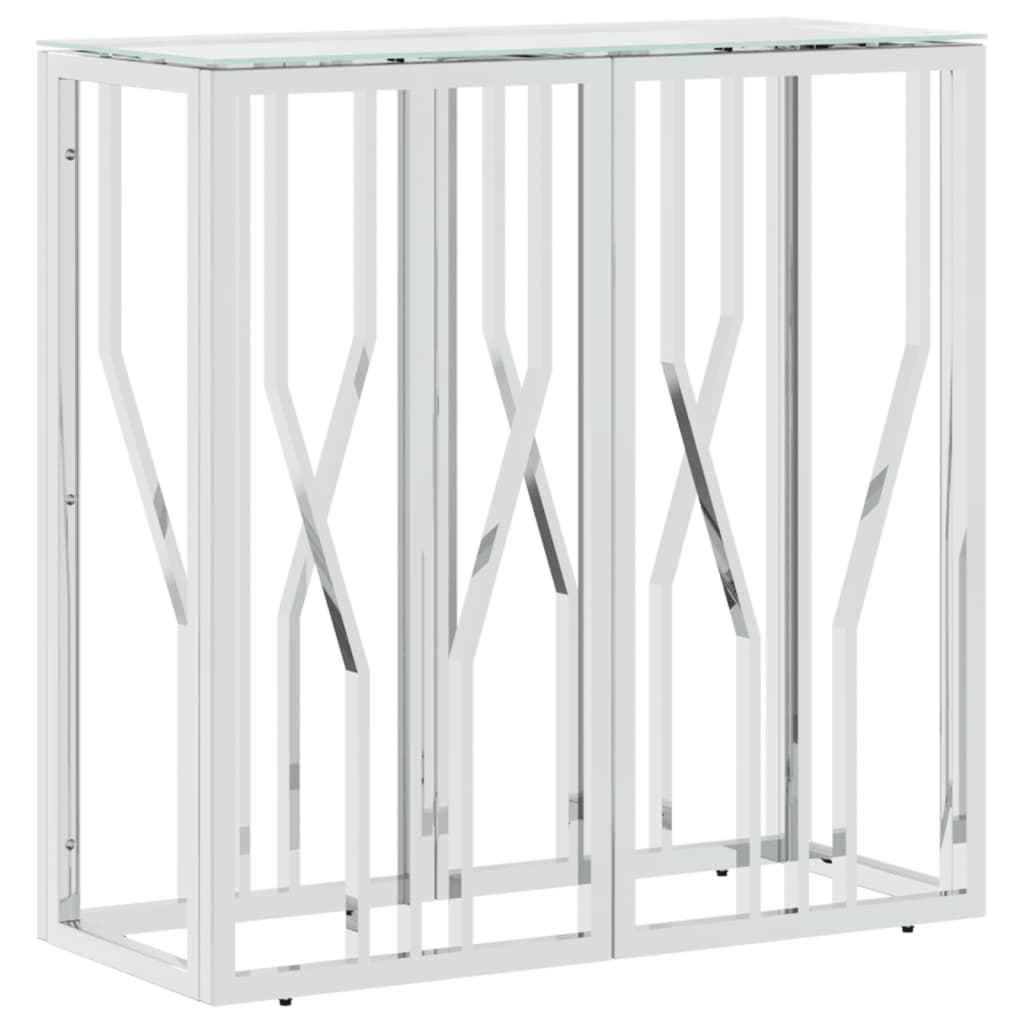 Wandtafel 70X30X70 Cm Roestvrij Staal En Zilver Glas