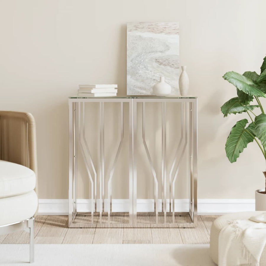 Wandtafel 70X30X70 Cm Roestvrij Staal En Zilver Glas