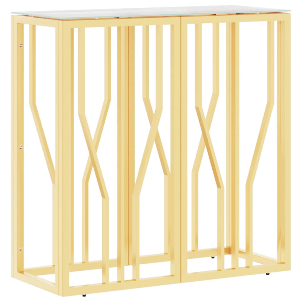 Wandtafel 70X30X70 Cm Roestvrij Staal En Glas Goudkleurig