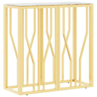 Wandtafel 70X30X70 Cm Roestvrij Staal En Glas Goudkleurig