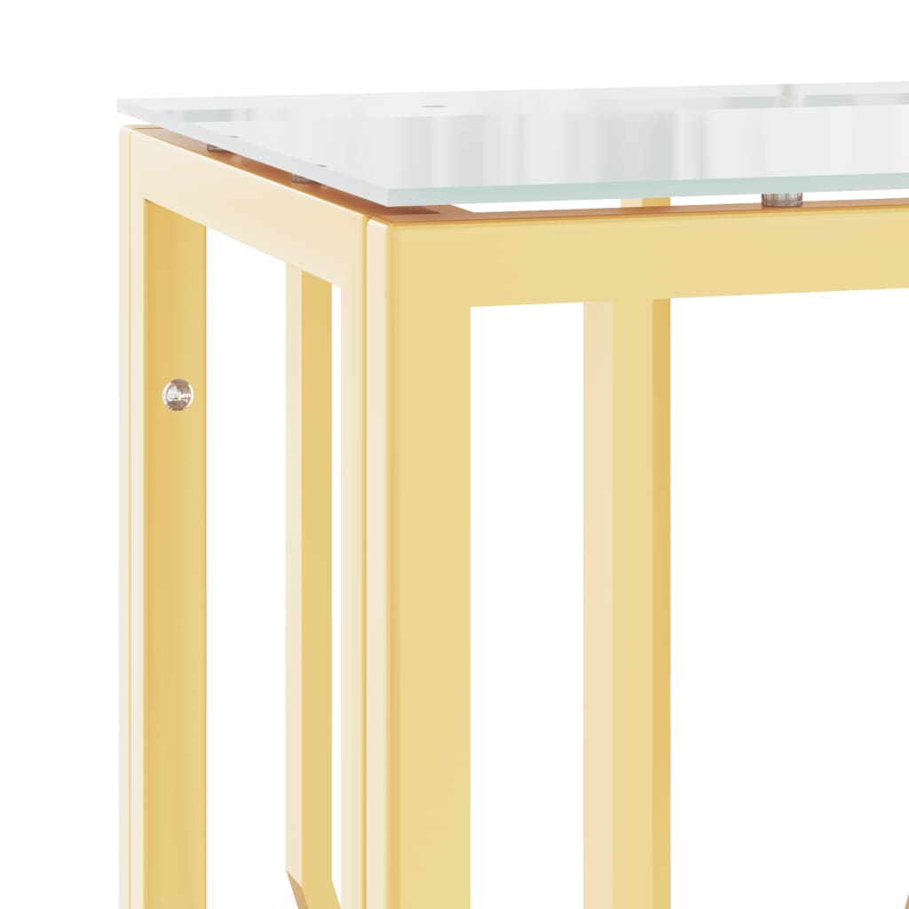 Wandtafel 70X30X70 Cm Roestvrij Staal En Glas Goudkleurig