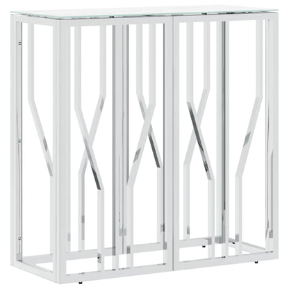 Wandtafel 70X30X70 Cm Roestvrij Staal En Glas Zilverkleurig 1 Zilver en wit